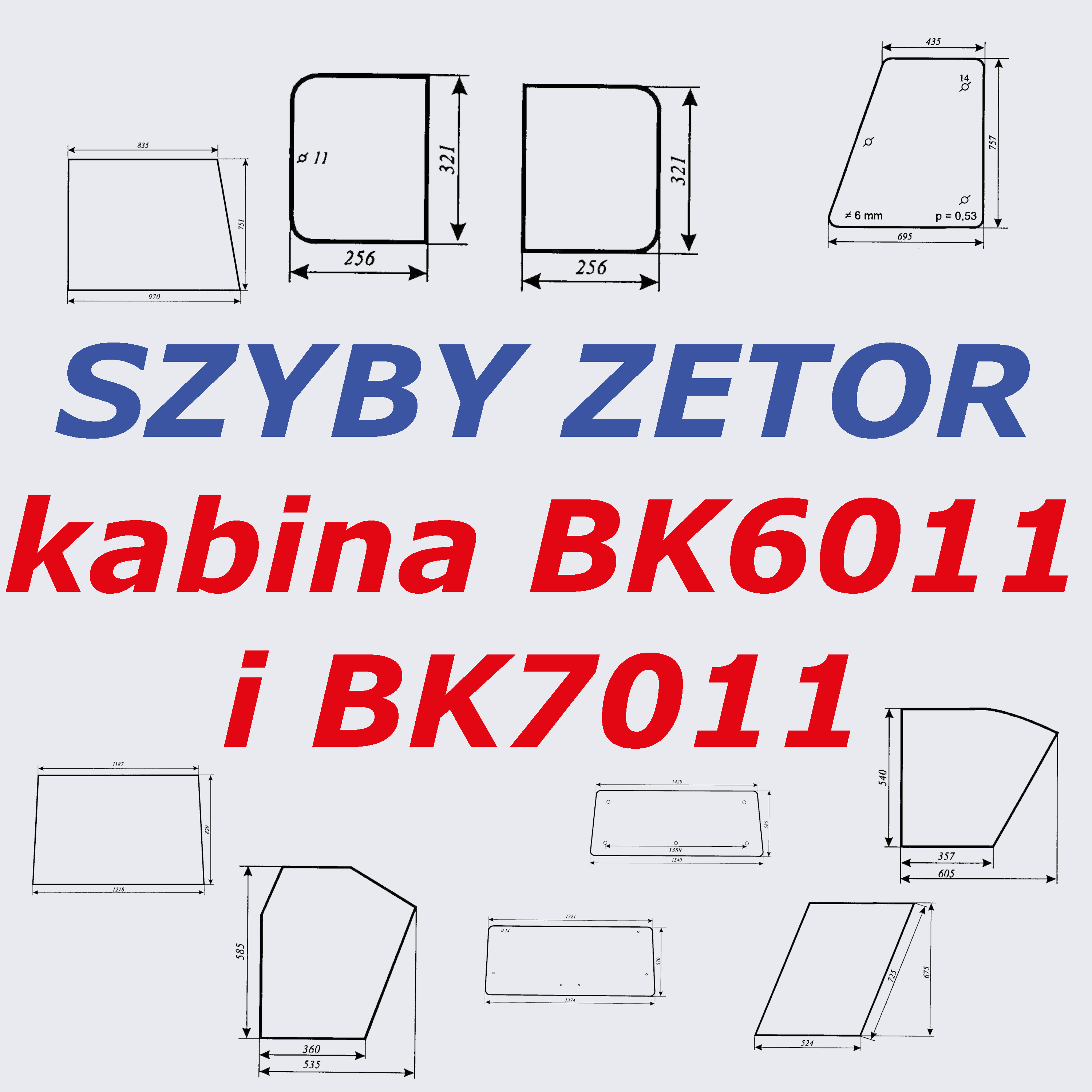 Nowe szyby do Zetora pasujące do kabiny BK6011 i BK7011